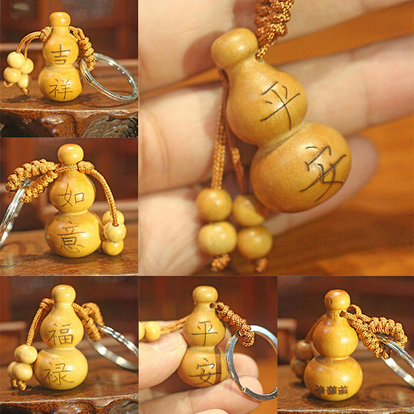 1 stk. Græskar Craft Nøglering Mahogni Traditionel Fortune Keyrin