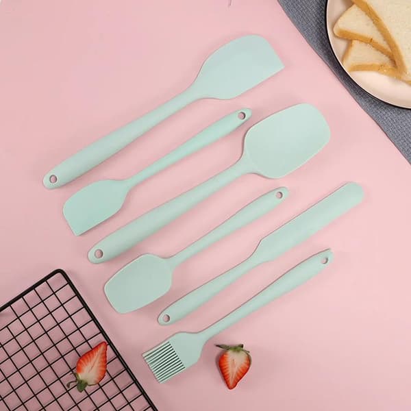 6 stk silikonspatelsett, matkvalitets non-stick varmebestandig spatel A1