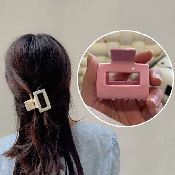 Hair Claws Clip Naisten Ponytail Clips Geometric Square Mediu White