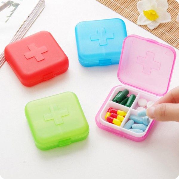 Pill Box Pill Storage Box Portable Daily Cross Pill Box Medicin Pink