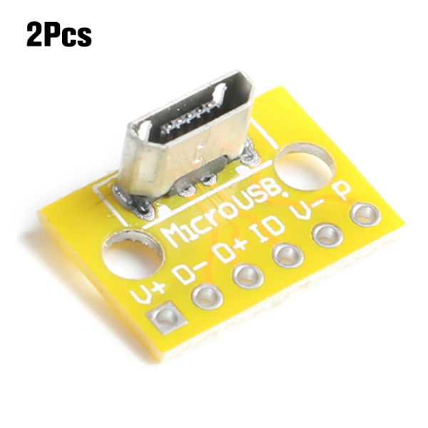 2 stk Micro USB hunstik med printkort 180° lodret type 2Pcs
