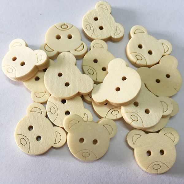 20 st Nalleberlocker 2 Hål Träsömnadsknappar för barn 40pcs