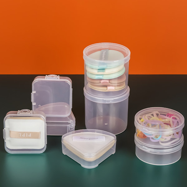 Muovinen case kolmion/pyöreän/neliön muotoiselle Puff Transparent Spo B