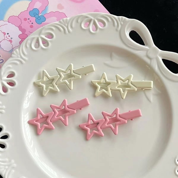 e Sweet Stars Hårnål Pentagram Duck Beak Clip Girls Y2k Hair A Pink