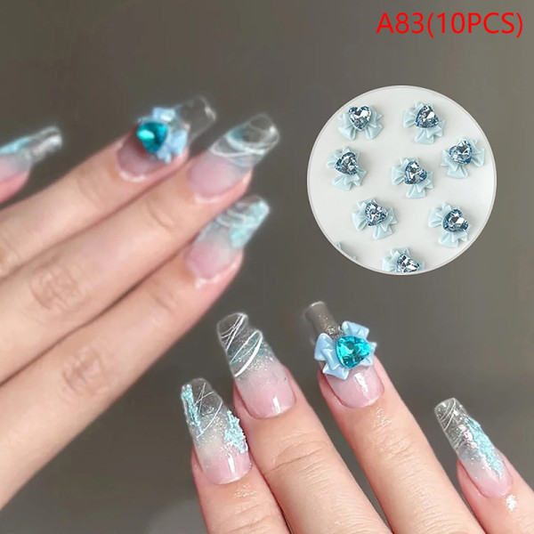 Bowknot Tie Nail Art Diamond Rhinestones Manikyr Dekor Smycken A83