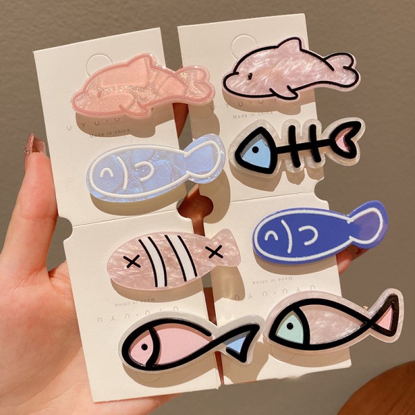 e Little Fish Bone Hårnål Girls' Bangs Clip Broken Hair Clip F A5