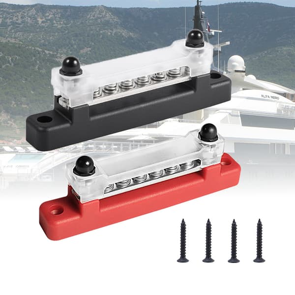1/2st Samlingsskena Batteriströmfördelningsblock 12V M6 Stud Pos Black