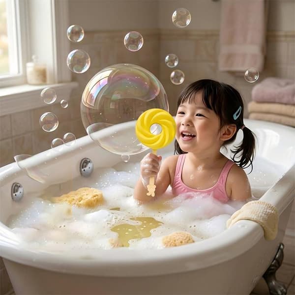 e Lollipop badebombe for morsom badetid Pink