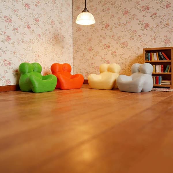 Miniatyrsoffmodell 1:12 Dockhus Vardagsrumssoffa Möbler Orange single sofa