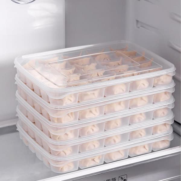 Transparenta förvaringslådor för dumplings med lock 20 grids