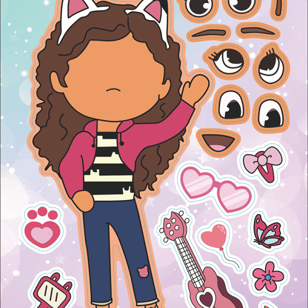 6Sheets Gabby's Dollhouse Make A Face Puzzle Sticker