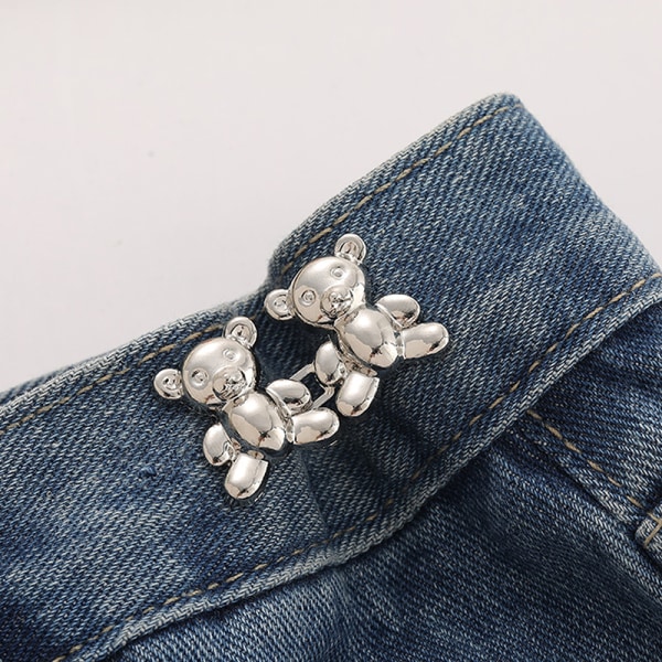 e Bear Jean Button Pins Löstagbart midjespänne Justerbar midja Black