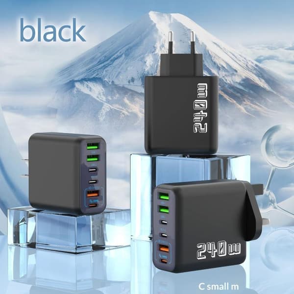 1 st 6-portars USB C PD-laddare 240W Quick Charge 3.0 Typ C USB A3