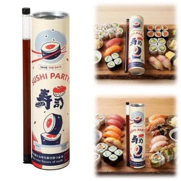 1/3 STK Rund Sushi Push Box Med Sovserør Fødevaregodkendt Sushi Form
