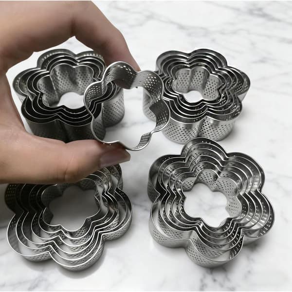 1 stk rustfritt stål tertering bakemousse perforert smuldre A