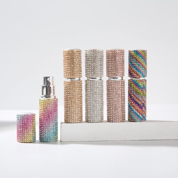 Glänsande strass 5 ml påfyllningsbar parfymsprayflaska läckagesäker A4