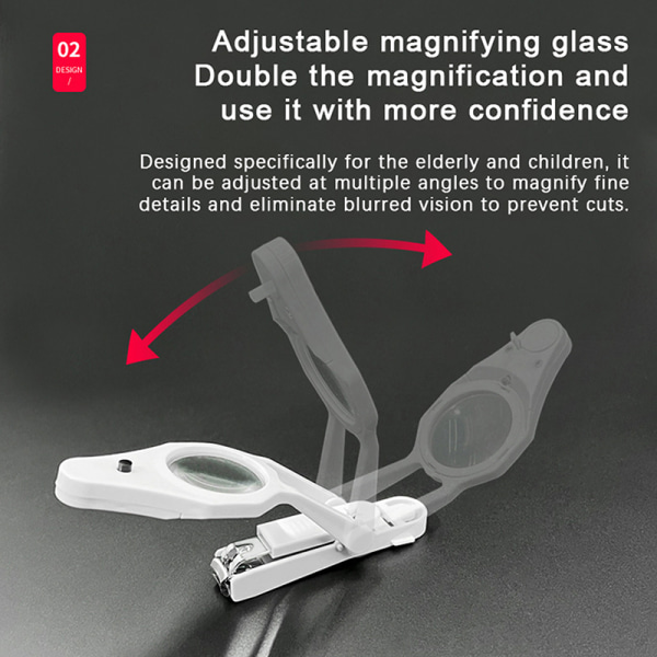 Nagelklippare med LED-förstoringsglas för äldre Practica White