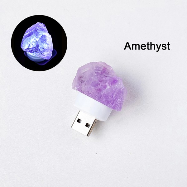Naturlig Ametist Kristall Råsten Nattljus Healing Stone Cr Purple
