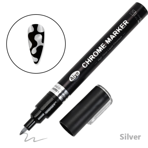 Nail Art Graffiti Pen Black Gold UV geelilakka Design Dot Paint Silver