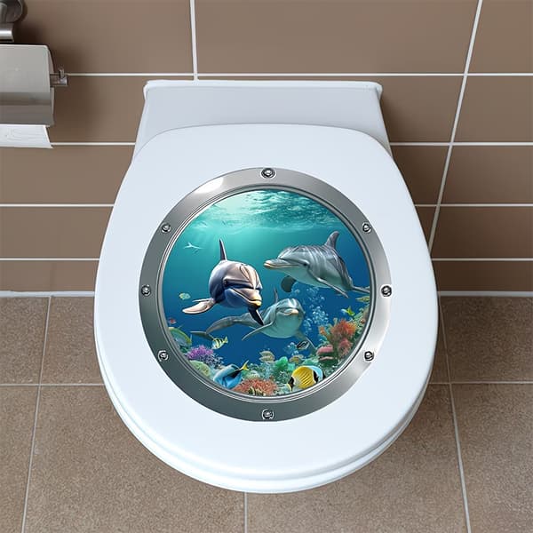 Vedenalaisen maailman WC-tarra Merieläimet Seinätarra Itse A1