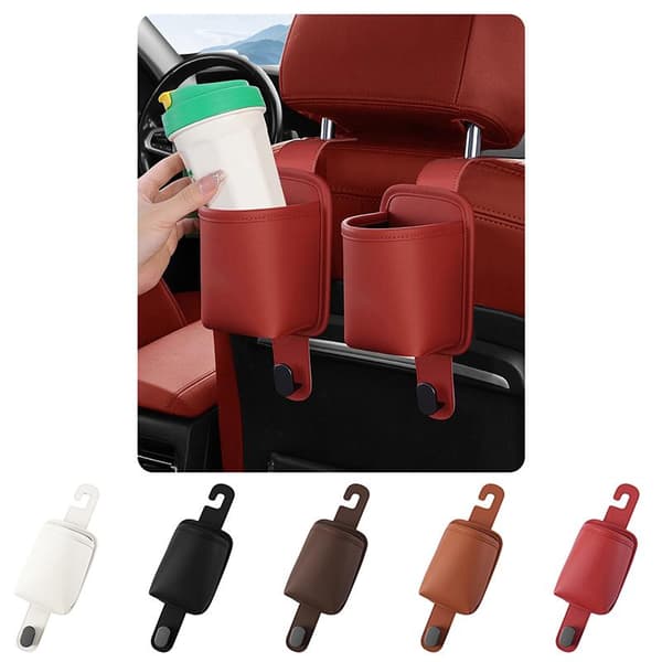 Kopholdere til bilsæderyg Premium Organizer med drikkeholder Light brown