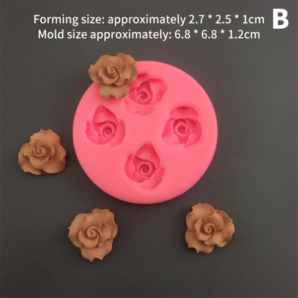 Mini 3D Rose Flower Form Silikone Form Bloom Rose Chokolade Fo B