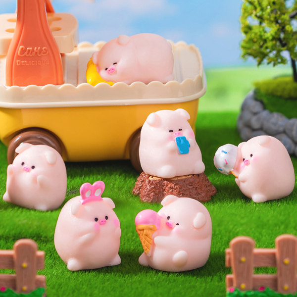 Mini e Funny Pig Figure Car Dashboard Ornament Desktop Resin Cr 4