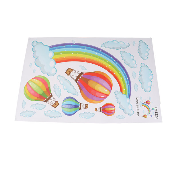 Cartoon Rainbow Cloud Varmluftsballong veggklistremerke babyrom M