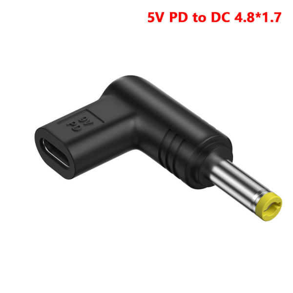 USB C PD Til DC Strømkontakt Universal 5/9/12V Type C Til DC J 5V-4.8x1.7