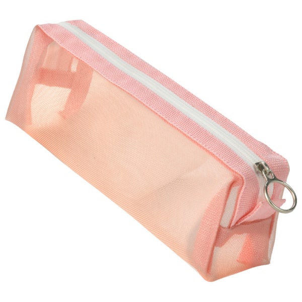 Gennemsigtig brevpapir blyanttaske Student Nylon Mesh Pen Etui U Pink