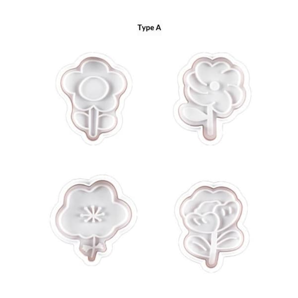 4 st/set 3D Blomstermönster Plastkexform DIY Kökstårta A