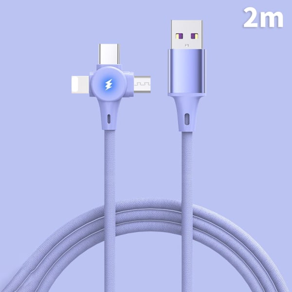 3 In1 Hurtigladekabel Type C Mikrolader Multiple Usb Cha A4-2m