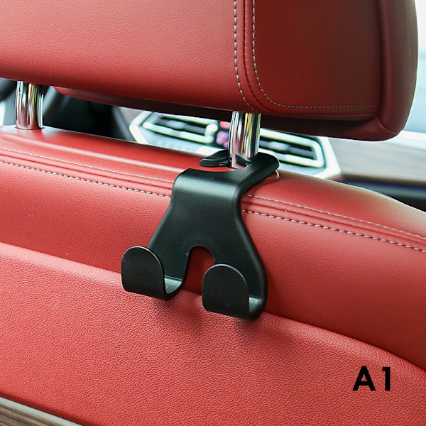 Uusi Double Head auton takaistuimen koukut Niskatuen ripustin Käsilaukku Black