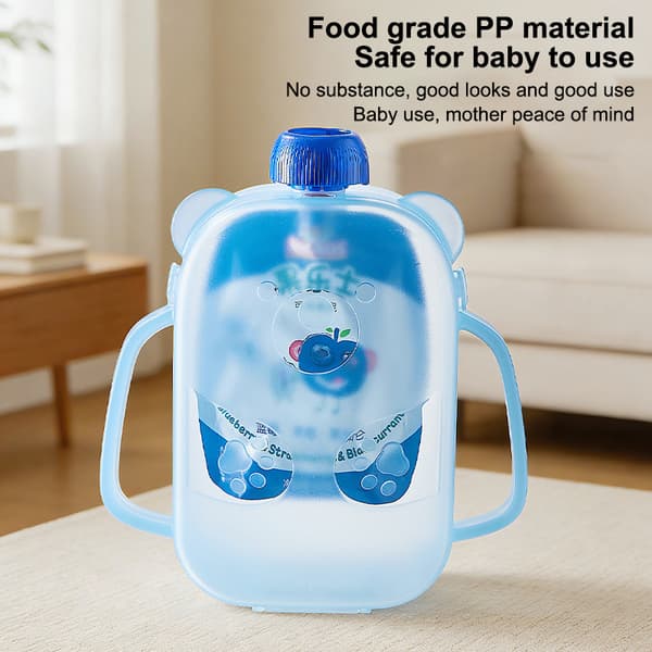Praktisk poseholder Rodfri snackposeholder til småbørn Blue