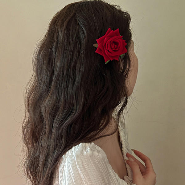 1 Stk Retro Rød Pink Rose Flower Klassisk Elegant Moderigtigt hår Red