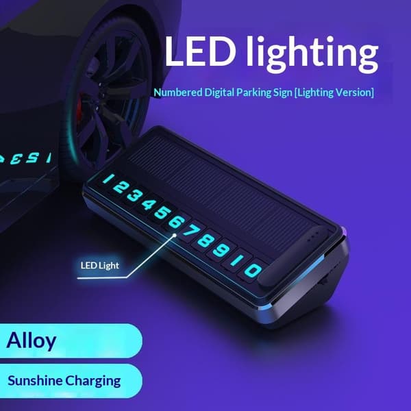 Solar Bil Telefonnummer Plade Led Belysning Midlertidig Parkering Bil Silver