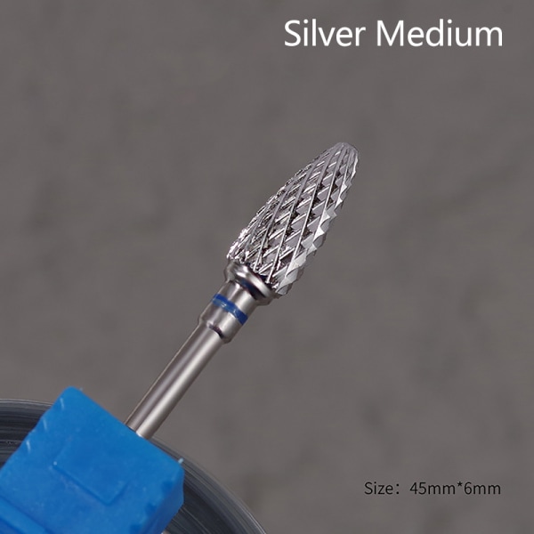 Tungsten Steel Nail Art Borrbit Gel Pedikyrborttagning Rotary M M Silver