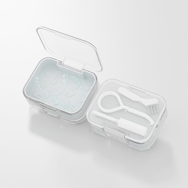 2 Layers Ortodontic Retainer Braces Opbevaringsboks Iblødsætning Dentur White