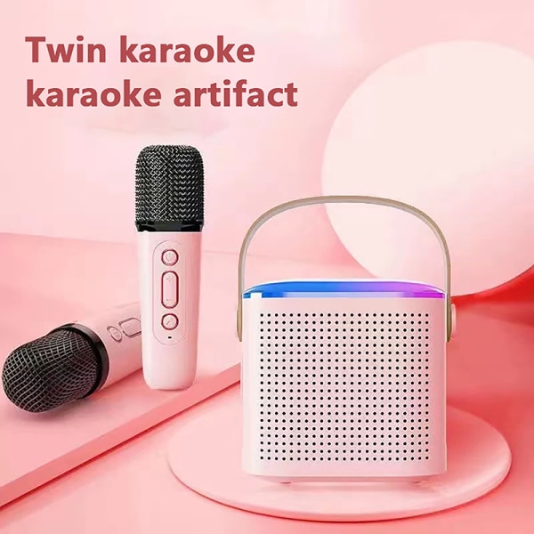 Mikrofon Karaoke hine Portable Bluetooth 5.3 PA högtalarsystem White 1 microphone
