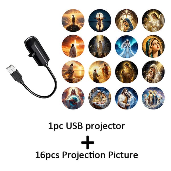 16-i-1 Kreativ Statue Med Maria Tema USB-projektion
