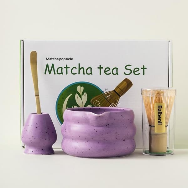 Bambu Matcha Vispset Matcha Visp Visphållare Traditionell T Purple 4Pcs