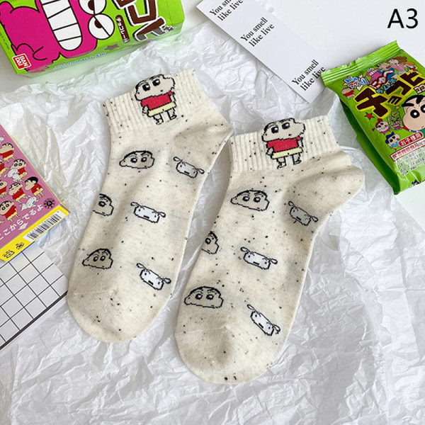 Kawaii Crayon Shin-Chan Strumpor Damstrumpor Låg-Top Sommar Tunna A3