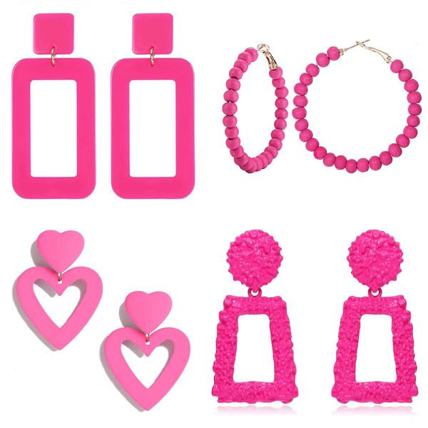 Barbie Pink Korvakorut Rose Red Geometric Monipuoliset korvakorut Holi 12