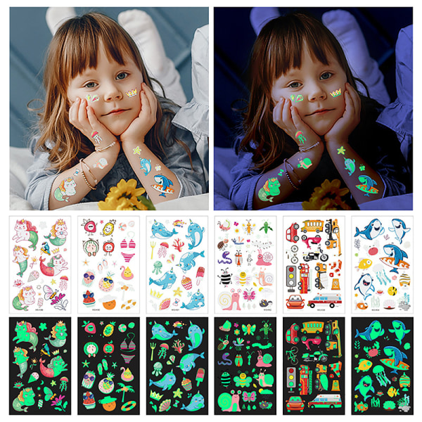 Luminous Temporary s Mermaid Licorne Children Stickers For Kid A20