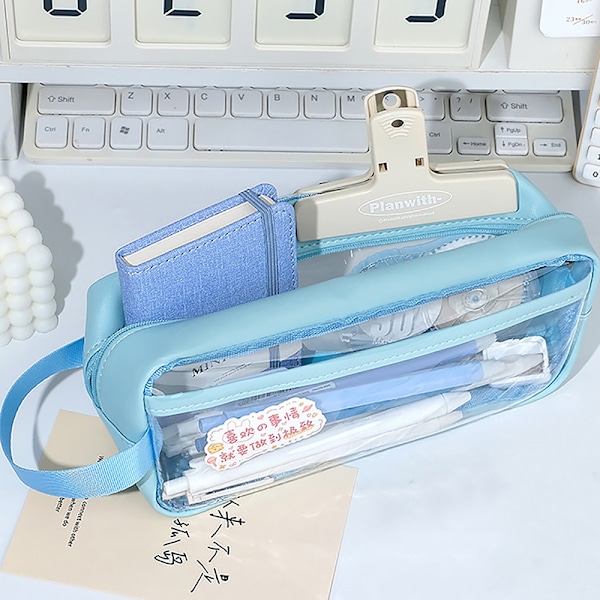 Läpinäkyvä suuren kapasiteetin kynälaukku INS Style School Case Sta Sky blue