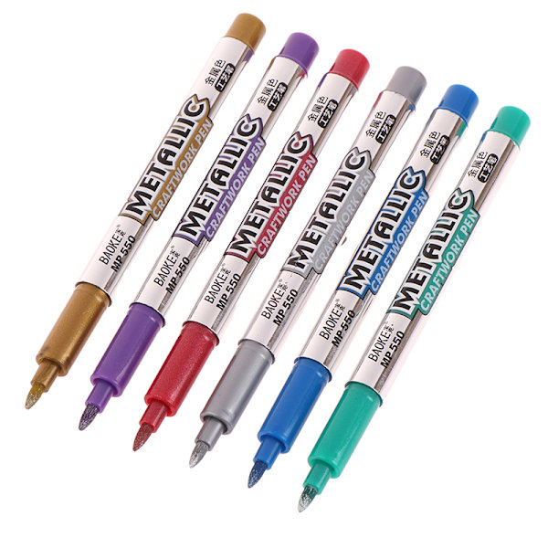 DIY Metallic Vattentät Permanent Paint Marker Pens Gold And Si Red