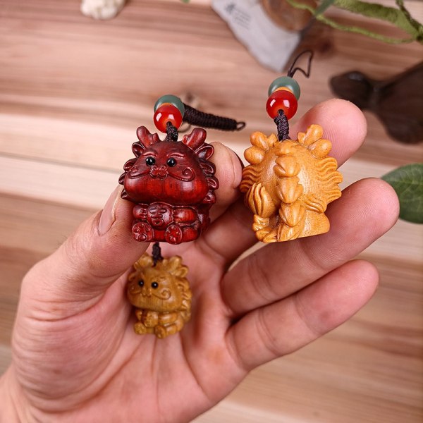 Stil nøkkelring Sandeltre Zodiac Dragon nøkkelring anheng dekor Bapyrene sandalwood