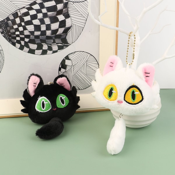 e Cat Plush Toy Suzume no Tojimari Anime Doll Pendant nøkkelring White