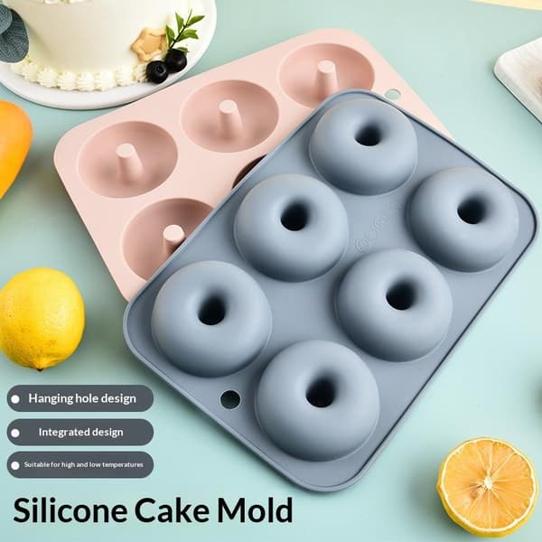 6-håls bakform av silikon, non-stick munkformar, choklad Gray