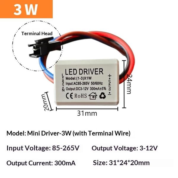 1 stk LED strømforsyning DC 3-4V transformator bryterdriver 600mA A A1